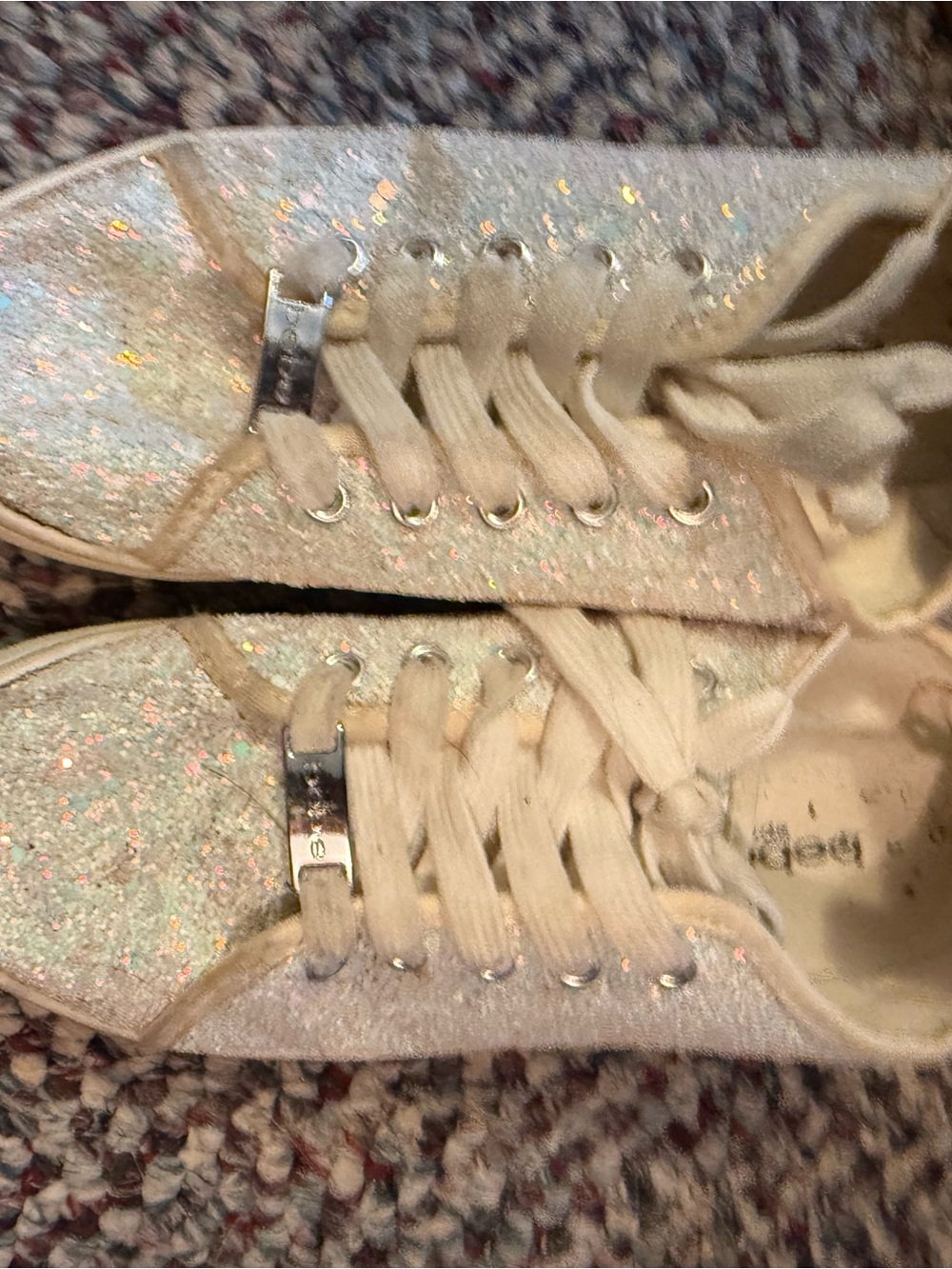 bebe Girls Glitter Lace-Up Sneakers - Champagne